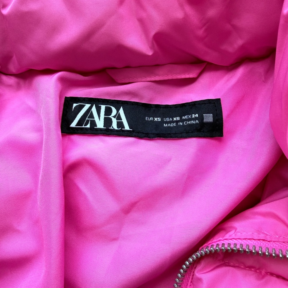 Zara Bubble Gum Pink Puffer Jacket XS Brand New NWOT 🩷 - Picture 2 of 5